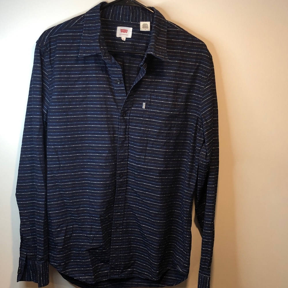 Levi's Men's Dark Blue Patterned Shirt